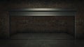 Empty open door self storage unit . 3d rendering Royalty Free Stock Photo