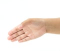 Empty open female hand for shake hands