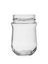 Empty open glass jar on white background