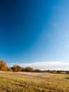 Empty open grass land farm land scene plain agriculture blue sky