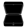 Empty open jewelry box. Black outline icon