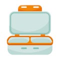 Empty open lunch box with two departments. Dishes for takeaway, lunch at school or at work. Kitchen container with lid