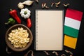 empty open notepad, copyspace, mexican vibrant, black background, Cinco de Mayo AI generation