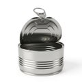 Open Empty Silver Metal Tin Can with Pull Tab on White Background food Royalty Free Stock Photo