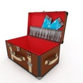 Empty open vintage leather suitcase Royalty Free Stock Photo