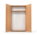 Empty open wooden wardrobe