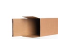 Empty opened cardboard box isolated on white Royalty Free Stock Photo