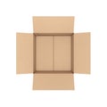 Empty Opened Cardboard Box Top View. 3d Rendering Royalty Free Stock Photo