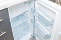 Empty opened refrigerator