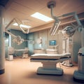 Empty operation room,Surgery Robot Performing Medical Operation In Operating Room,AI generated Royalty Free Stock Photo