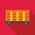 Empty orange cargo wagon standing on rails illustration Royalty Free Stock Photo
