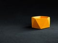 Empty orange pentagon shape concrete planter. Handmade cement pot for home decoration