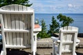 Empty outdoor Adirondack chairs Royalty Free Stock Photo