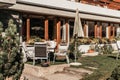 outdoor patio table and chair Royalty Free Stock Photo