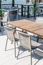 empty outdoor patio table and chair in restaurant Royalty Free Stock Photo