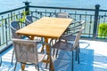 empty outdoor patio table and chair in restaurant Royalty Free Stock Photo