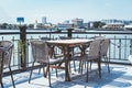empty outdoor patio table and chair in restaurant Royalty Free Stock Photo