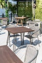 empty outdoor patio table and chair in restaurant Royalty Free Stock Photo