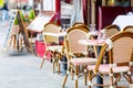 Empty outdoor restaurant table in Paris, France Royalty Free Stock Photo