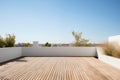 Empty outdoor roof terrace with potted plants in minimal style