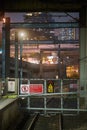 Empty outdoors platform in the old Hung Hom station in Hong Kong at night Royalty Free Stock Photo