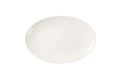 Empty oval white plate isolated on a white background. top view