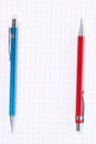 Empty page and red, blue pencil Royalty Free Stock Photo