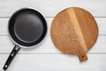 Empty pan and cutting board Royalty Free Stock Photo