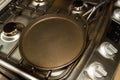 Pancake pan on hob ready for use Royalty Free Stock Photo