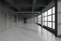 Empty panoramic gray office interior with doors