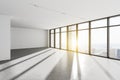 Empty panoramic white office interior