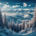 Empty panoramic winter background with copy space