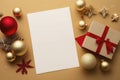 Empty paper blank for Christmas or New year greeting card.