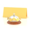 Empty paper card behind reception bell Royalty Free Stock Photo