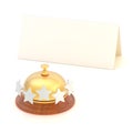 Empty paper card behind reception bell Royalty Free Stock Photo