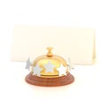 Empty paper card behind reception bell Royalty Free Stock Photo