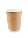 Empty paper, cardboard, disposable cup for hot drinks. Isolated on a white background Royalty Free Stock Photo
