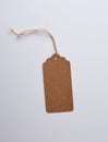 empty paper rectangular brown tag on a rope Royalty Free Stock Photo