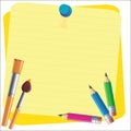 Empty paper sheet and lined notepad and pencil for attaching paper Vector EPS10