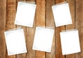 5 Empty Paper Taped On Wooden Wall Royalty Free Stock Photo