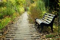 Empty park bench Royalty Free Stock Photo