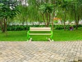 Empty park bench in Wijaya kusuma park Royalty Free Stock Photo