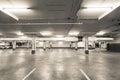 Empty parking garage underground interior in apartment or in su Royalty Free Stock Photo