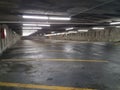 Empty parking garage with yellow arrow Royalty Free Stock Photo