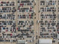 Empty parking lots, aerial view. A lot of cars Royalty Free Stock Photo