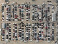 Empty parking lots, aerial view. A lot of cars Royalty Free Stock Photo