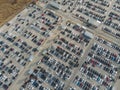 Empty parking lots, aerial view. A lot of cars