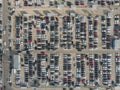 Empty parking lots, aerial view. A lot of cars Royalty Free Stock Photo