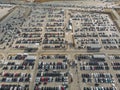 Empty parking lots, aerial view. A lot of cars Royalty Free Stock Photo