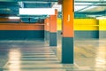 Empty parking underground garage interior in apartment house or in supermarket